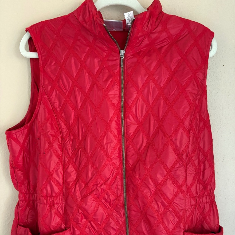 Zenergy by Chico’s Red Quilted Zip Vest Size 3